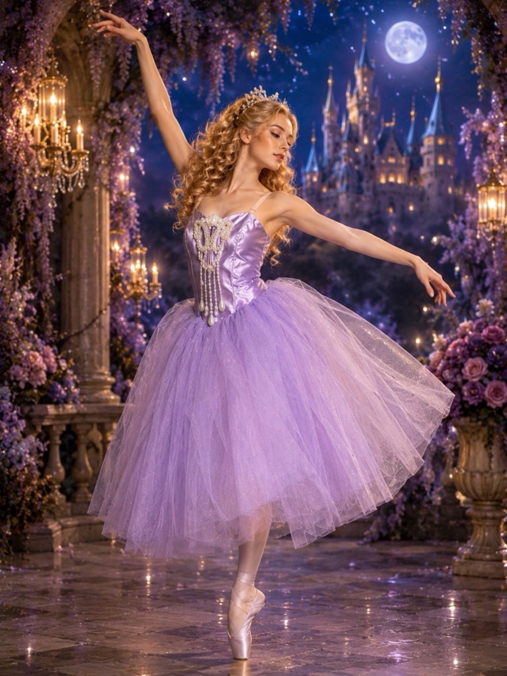 Curtain Call Colors Lavender Ballet Tutu Costume Pearl Appliqué  Recital Dress